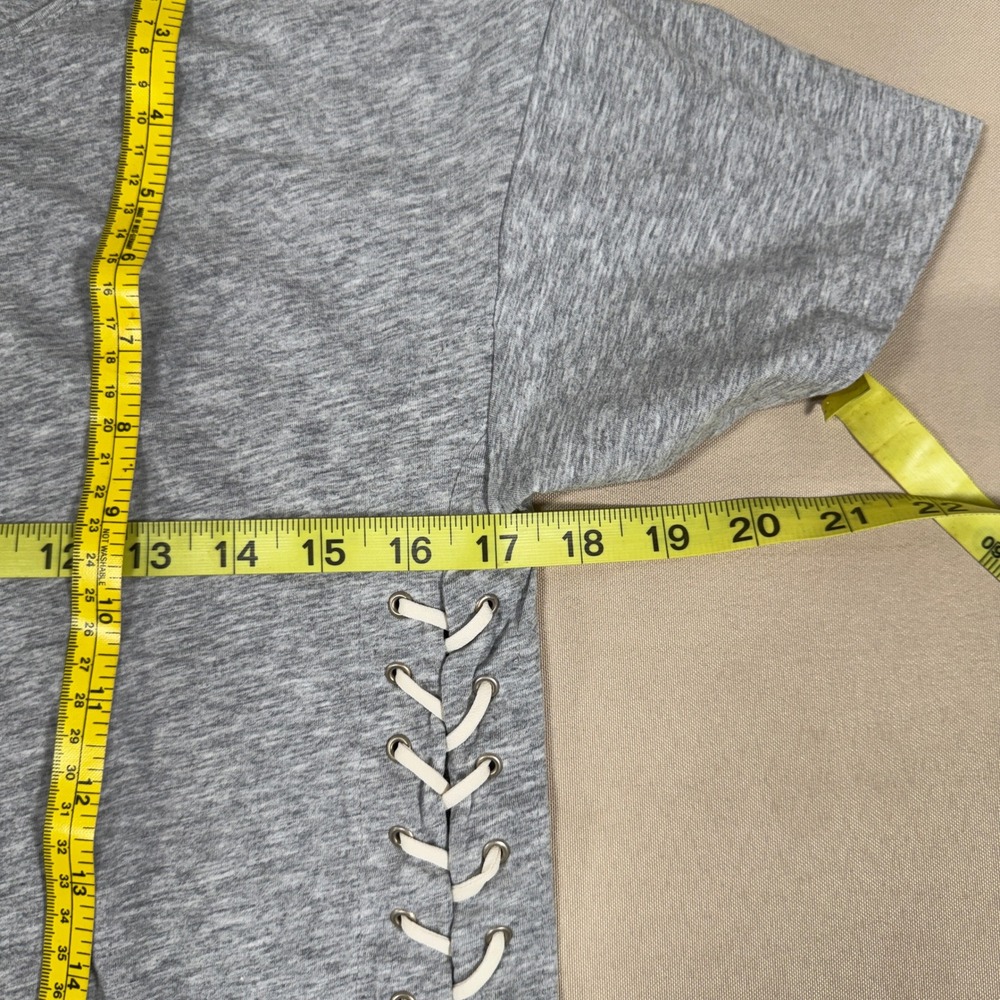 J. Crew Women's Heather Gray Lace Up Side Tie Cotton T-Shirt Size S Short Sleeve - Picture 3 of 11